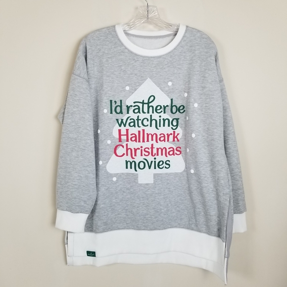 Hallmark I'd Rather Be Watching Christmas Movies Sweatshirt Large - Picture 1 of 7